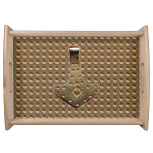 Gold Thor Hammer Gold Indent serving tray large