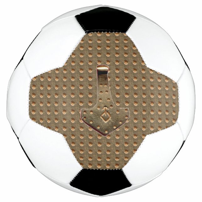 Gold Thor Hammer Gold Indent soccer ball (Front)