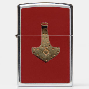 Gold Thor Hammer red Zippo Lighter