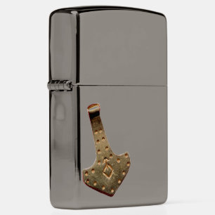 Gold Thor Hammer resting black ice Zippo Lighter
