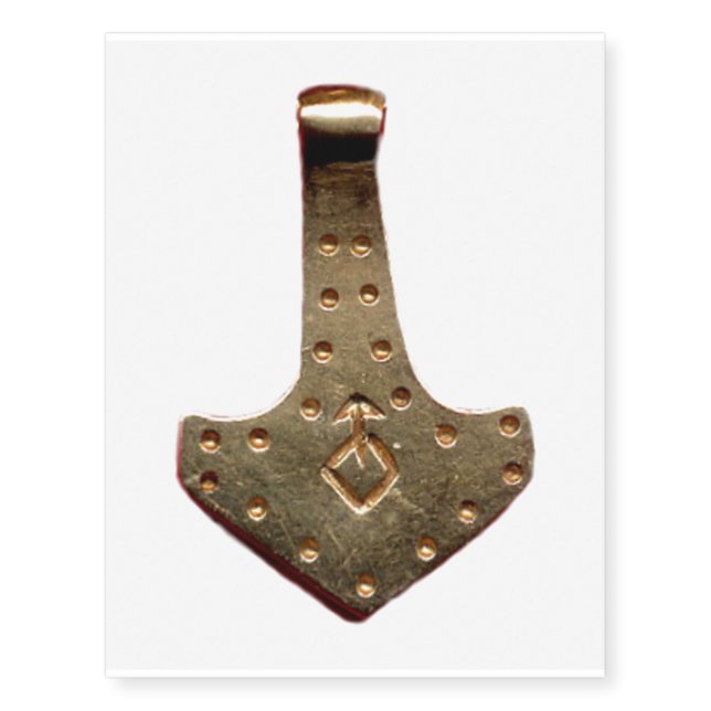 Gold Thor Hammer temporary tattoo large (Front)