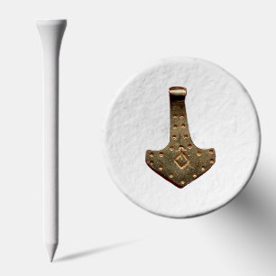 Gold Thor Hammer white golf tee top