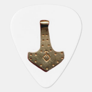 Gold Thor Hammer white guitar pick