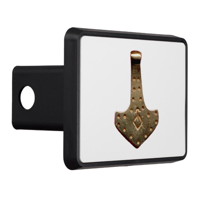 Gold Thor Hammer white hitch cover receiver (Right)