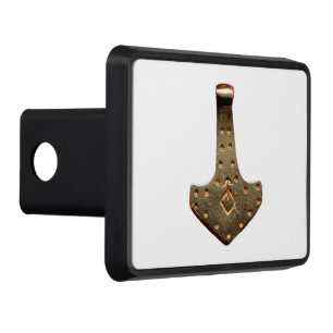 Gold Thor Hammer white hitch cover receiver