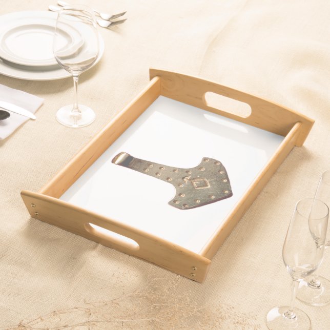 Gold Thor Hammer white serving tray large (Front)