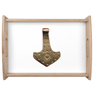 Gold Thor Hammer white serving tray large