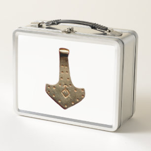 Gold Thor Hammer white stainless lunchbox