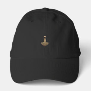 Gold Thor's Hammer black golf performance cap