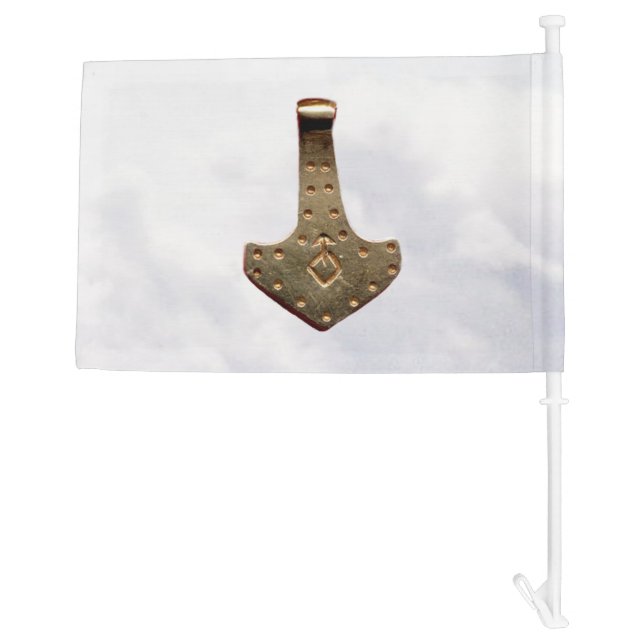 Gold Thor's Hammer clouds car and boat flag (Back)