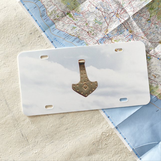 Gold Thor's Hammer clouds car license plate (In Situ)