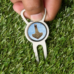Gold Thor's Hammer clouds divot tool