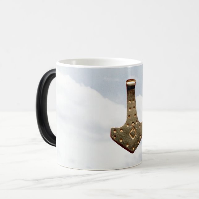 Gold Thor's Hammer clouds morphing mug (Front Left)