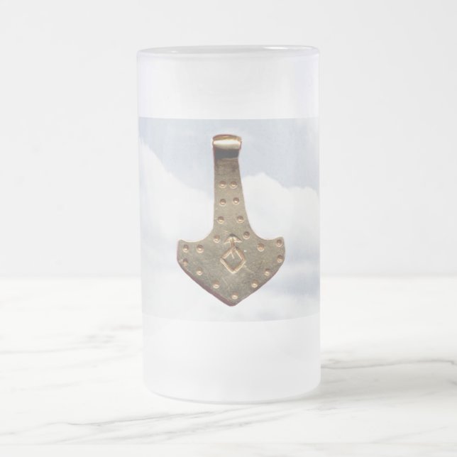 Gold Thor's Hammer frosted mug (Center)
