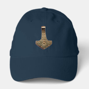 Gold Thor's Hammer navy golf performance cap