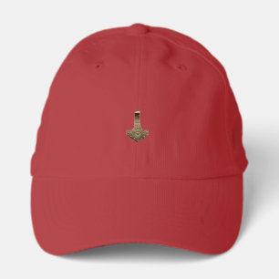 Gold Thor's Hammer red golf performance cap