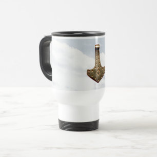 Gold Thor's Hammer travel commuter mug