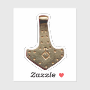 Gold Thor's Hammer white contour sticker