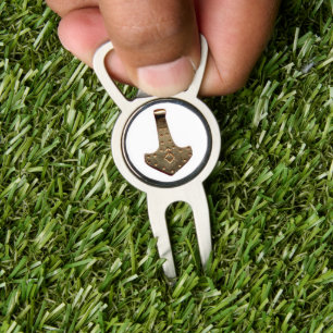 Gold Thor's Hammer white divot tool
