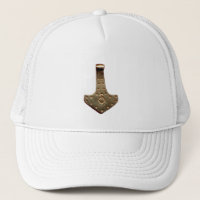 Gold Thor's Hammer white foam trucker hat