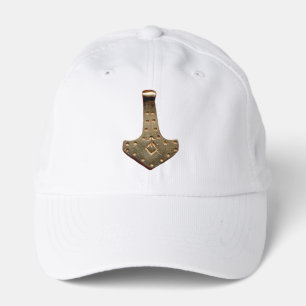 Gold Thor's Hammer white golf performance cap