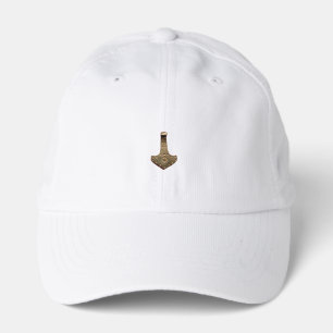 Gold Thor's Hammer white golf performance cap