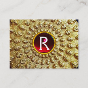 GOLD THRACIAN DISC MONOGRAM  Red Ruby  Gem Business Card