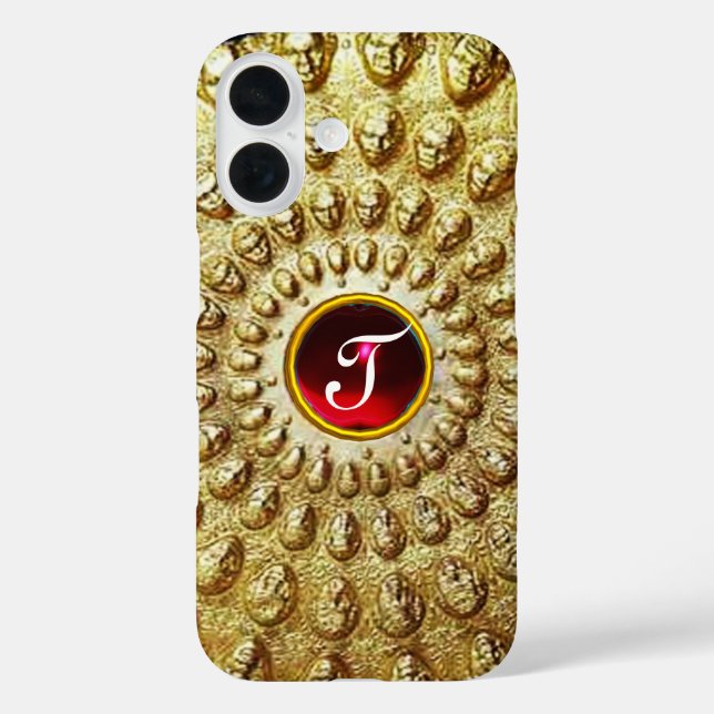 GOLD THRACIAN DISC MONOGRAM  Red Ruby  Gem Case-Mate iPhone Case (Back)
