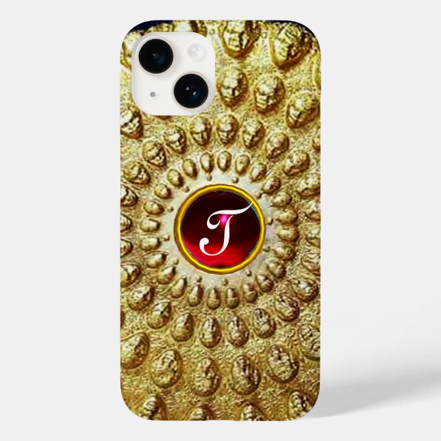GOLD THRACIAN DISC MONOGRAM  Red Ruby  Gem Case-Mate iPhone Case (Back)