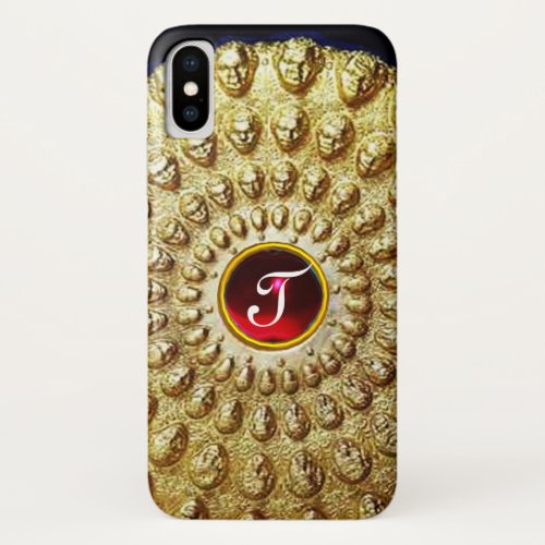 GOLD THRACIAN DISC MONOGRAM  Red Ruby  Gem iPhone X Case