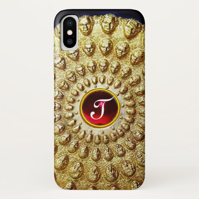 GOLD THRACIAN DISC MONOGRAM  Red Ruby  Gem Case-Mate iPhone Case (Back)
