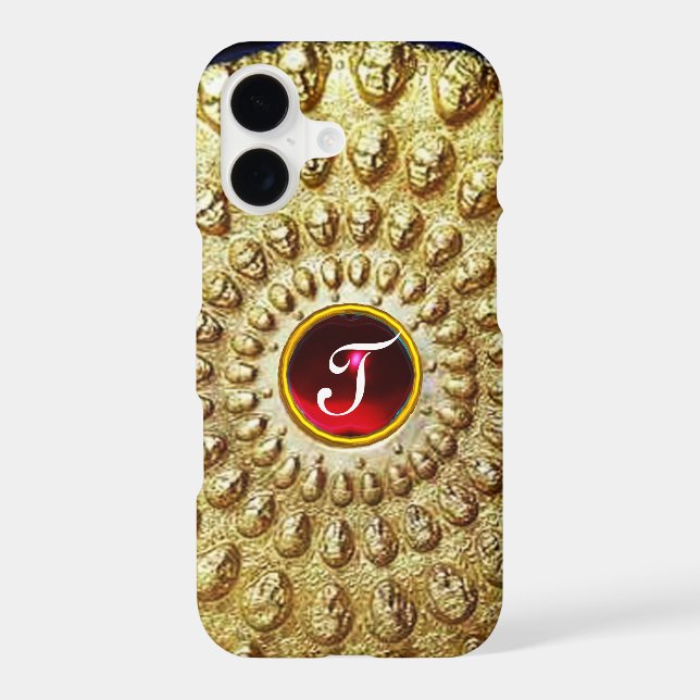 GOLD THRACIAN DISC MONOGRAM  Red Ruby  Gem Iphone Case (Back)