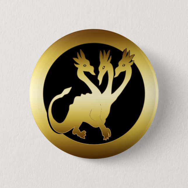 GOLD THREE HEADED DRAGON BUTTON (Front)