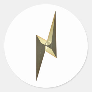 Gold thunder lightning white modern fun classic round sticker