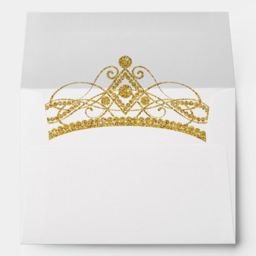 Gold Tiara Glitter Quinceanera Birthday Envelope