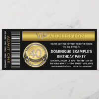 Gold Ticket 40th Birthday Party