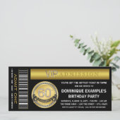 Gold Ticket 60th Birthday Party Invitation (Standing Front)