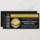 Gold Ticket 60th Birthday Party Invitation (Front/Back)