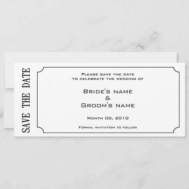 Gold Ticket Save the Date Invitations (Front)