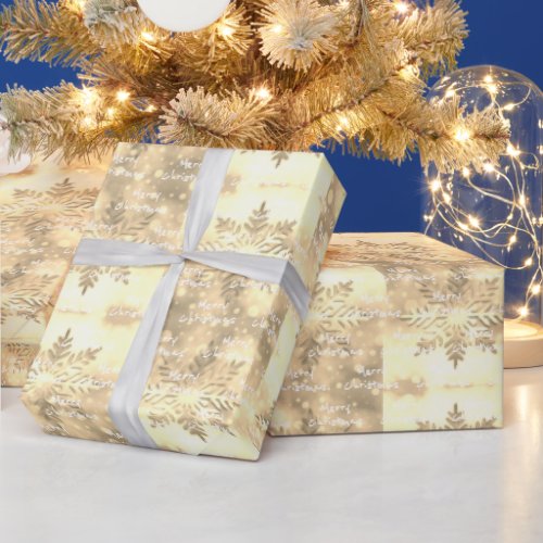 Gold Tie_Dye Snowflake Merry Christmas Wrapping Paper