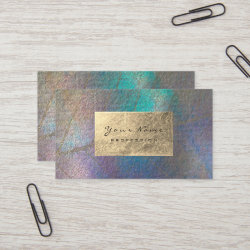 Gold Tiffany Ocean Tropic Foil Botanical Delicate Business Card