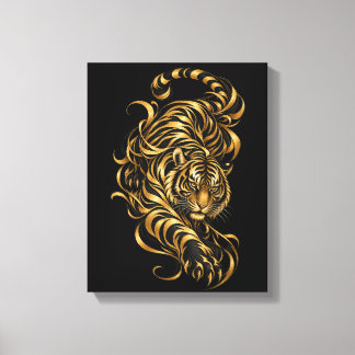 Gold Tiger Art Wrapped Canvas Print