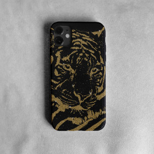 Gold Tiger Black Design iPhone 15 Pro Case