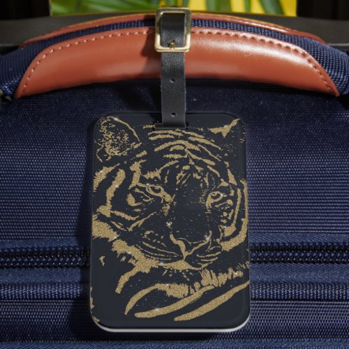 Gold Tiger Black Design Luggage Tag