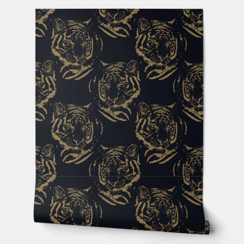 Gold Tiger Black Design Wallpaper