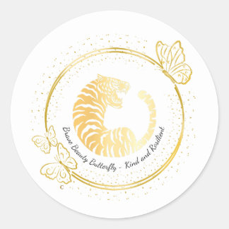 Gold Tiger Brave Beauty Butterfly, Kind, Resilient Classic Round Sticker