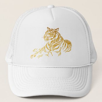 Gold Tiger Hat by Lotacats at Zazzle