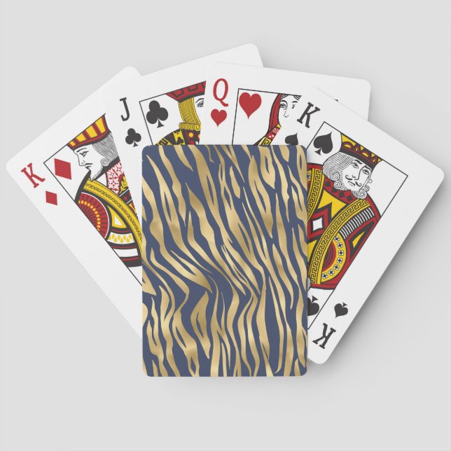 Gold Tiger Pattern Chic Stylish Poker Cards (Back)