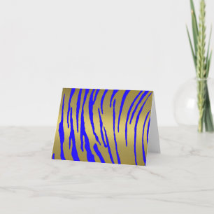 Gold Tiger Stripes Blue Holiday Card