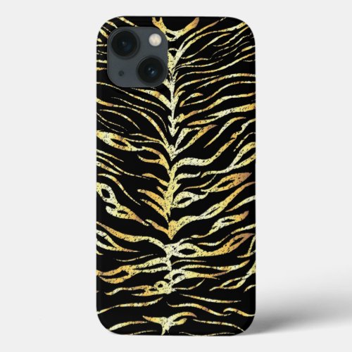 Gold tiger stripes design iPhone 13 case